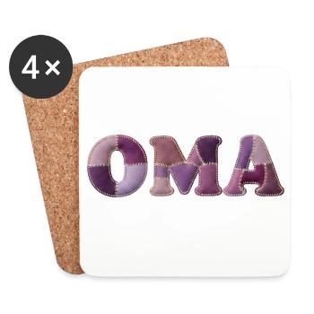 OMA Patchwork Fabric Design Gift Idea - Coasters (set of 4) - white - Front