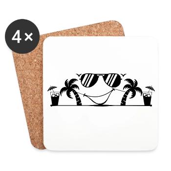 Summer Palm Trees - Coasters (set of 4) - white - Front