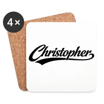 Christophers Name, erster letzter Familiengeschenk - Untersetzer (4er-Set) - Weiß - Vorne