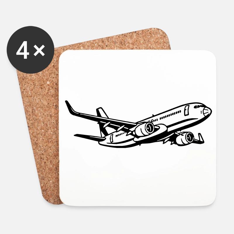 Flugzeug - Untersetzer (4er-Set) - Weiß