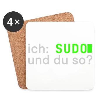 ich: SUDO und du so? Linux Spruch - Programmierer - Untersetzer (4er-Set) - Weiß - Vorne