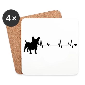 Chien - Dessous de verre (lot de 4) - blanc - Devant
