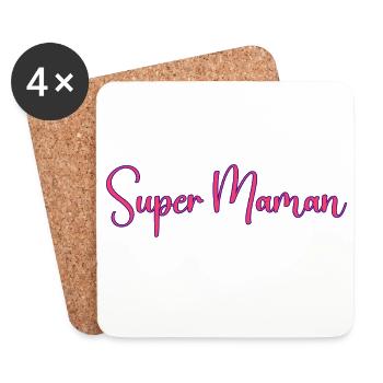 Super_Maman_ - Dessous de verre (lot de 4) - blanc - Devant