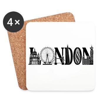 London UK England Silhouette - Coasters (set of 4) - white - Front