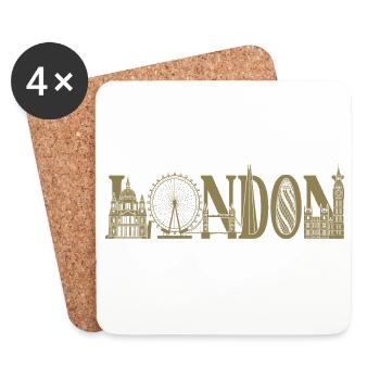 London UK England Silhouette - Coasters (set of 4) - white - Front