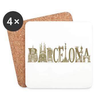 Barcelona Silhouette Attractions Holidays - Coasters (set of 4) - white - Front
