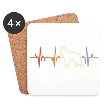 German Shepherd Heart Line - Coasters (set of 4) - white - Front