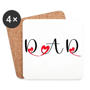 Fête des Pères Papa Amour avec Cœurs Tendres Dad - Dessous de verre (lot de 4) - blanc - Devant