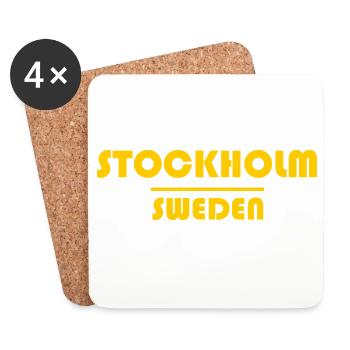 Stockholm Sweden Bold Block Typography - Coasters (set of 4) - white - Front