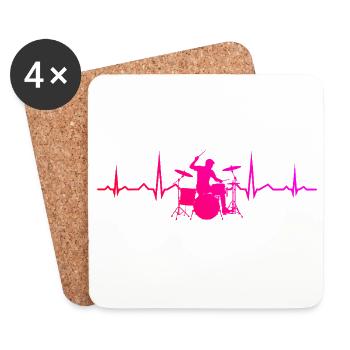 Idée cadeau pour le percussionniste avec batterie - Dessous de verre (lot de 4) - blanc - Devant