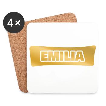 Emilia en or - Dessous de verre (lot de 4) - blanc - Devant