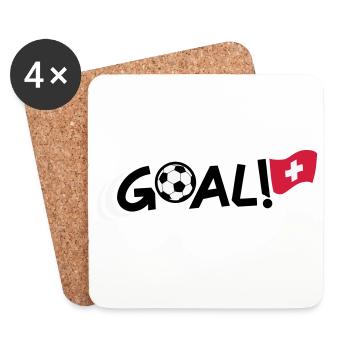 Goal! Schweizer Fussballflagge - Untersetzer (4er-Set) - Weiß - Vorne