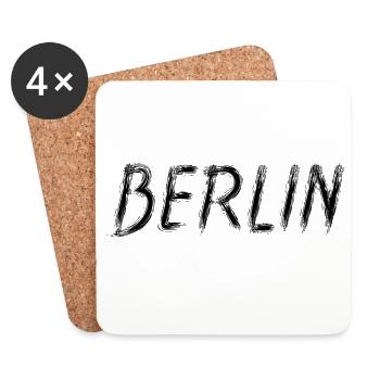 Berlin Grunge Brosse Street Art Noir - Dessous de verre (lot de 4) - blanc - Devant