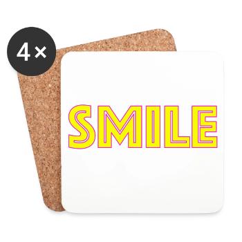 Neon Smile lettering - Coasters (set of 4) - white - Front
