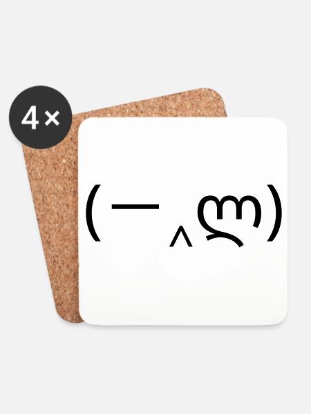 Facepalm Emoticon (-‸ლ) Hand vorm Gesicht - Untersetzer (4er-Set) - Weiß
