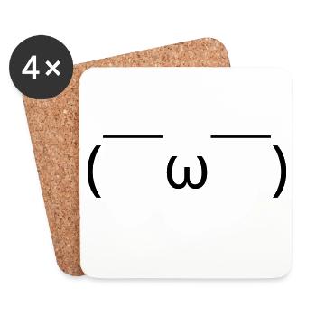 Satisfied emote ( ̄ω ̄) relaxed grin - Coasters (set of 4) - white - Front
