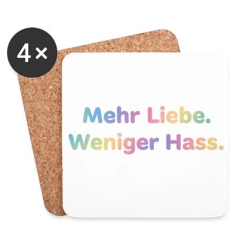 Mehr Liebe Shirt Sticker für Frauen und Männer - Untersetzer (4er-Set) - Weiß - Vorne