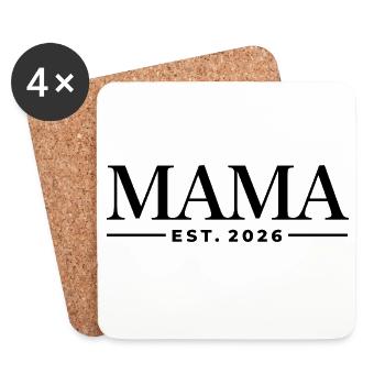 Mama Est. 2026 | Mutter | Muttertag Geschenk - Untersetzer (4er-Set) - Weiß - Vorne