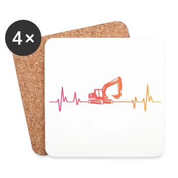 Sunset Excavator Heartbeat Excavator Excavator - Coasters (set of 4) - white - Front