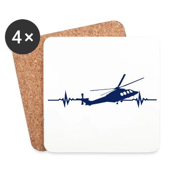 Hélicoptère Hélicoptère Heartbeat - Dessous de verre (lot de 4) - blanc - Devant