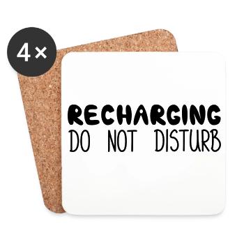 Recharging Do Not Disturb, Black - Coasters (set of 4) - white - Front