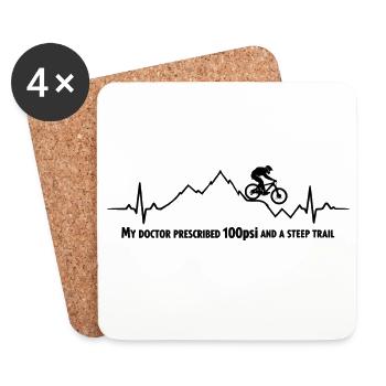 Mountain Bike ECG Heartbeat MTB Jump Saying - Coasters (set of 4) - white - Front
