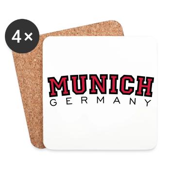 München Munich Germany (Schwarz/Rot) - Untersetzer (4er-Set) - Weiß - Vorne