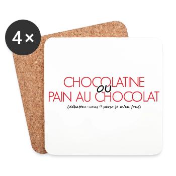 Chocolatine ou Pain au Chocolat perso je m'en fous - Dessous de verre (lot de 4) - blanc - Devant