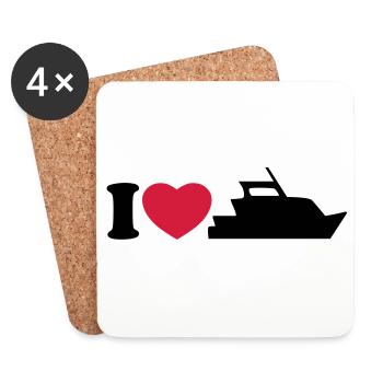 I love my yacht - J'aime mon bateau - Dessous de verre (lot de 4) - blanc - Devant