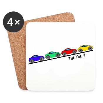 4 Autos für Kinder ... Tut Tut - Untersetzer (4er-Set) - Weiß - Vorne