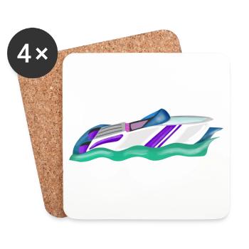 Racing boat or speedboat for the budding captain - Coasters (set of 4) - white - Front