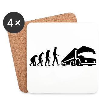 Trucker / Fernfahrer / Routier - Untersetzer (4er-Set) - Weiß - Vorne