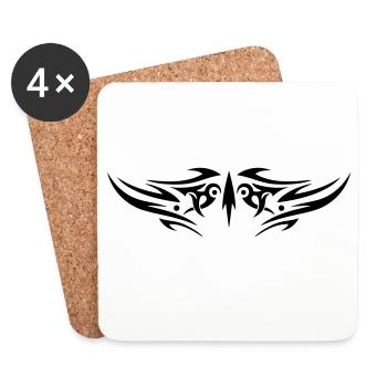 Grand ornement tribal en tatouage. - Dessous de verre (lot de 4) - blanc - Devant