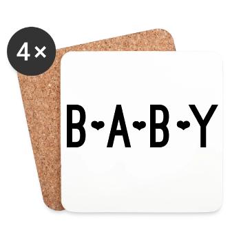 J’aime mon bébé | Conseil cadeau de maternité - Dessous de verre (lot de 4) - blanc - Devant