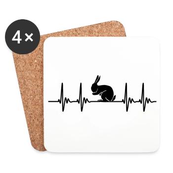 Lapin pouls battement de coeur mignon lapin cadeau - Dessous de verre (lot de 4) - blanc - Devant