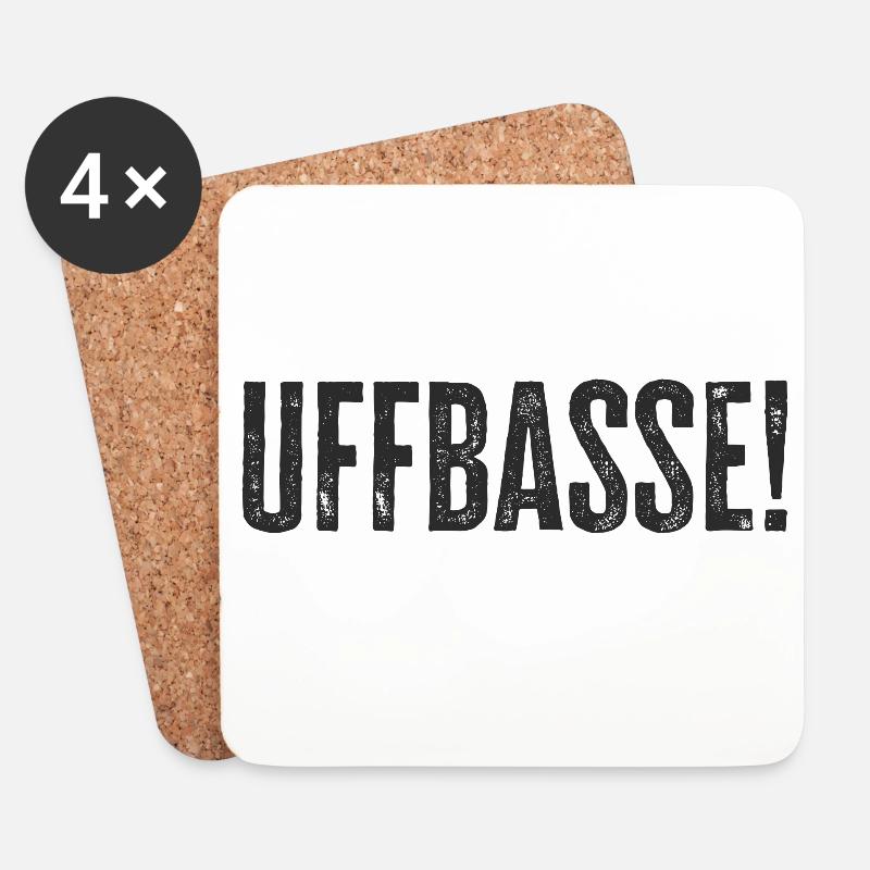 Uffbasse - Aufpassen Dialekt badisch deutsch - Untersetzer (4er-Set) - Weiß