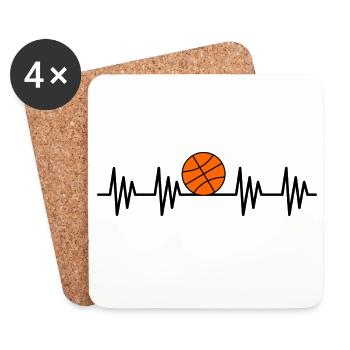 Idée cadeau panier de basket-ball de sport - Dessous de verre (lot de 4) - blanc - Devant