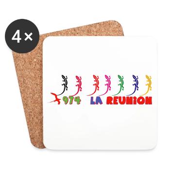 Geckos Rainbow 974 Wiedervereinigung - Untersetzer (4er-Set) - Weiß - Vorne