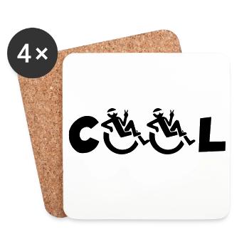 Utilisateur de fauteuil roulant cool, Utilisateur de fauteuil roulant cool * - Dessous de verre (lot de 4) - blanc - Devant