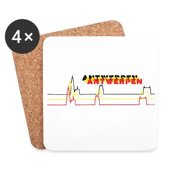 Antwerpen, Belgien, tricolore Skyline - Untersetzer (4er-Set) - Weiß - Vorne