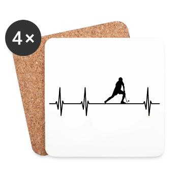 Field Hockey Heartbeat - Coasters (set of 4) - white - Front