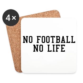 Pas de football Pas de vie Typographie Design - Dessous de verre (lot de 4) - blanc - Devant