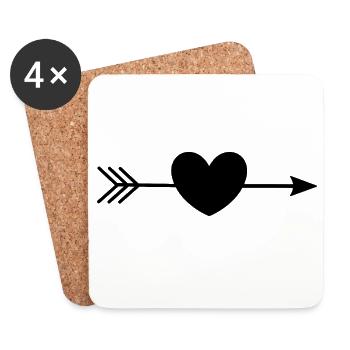 cœur noir cadeau - Dessous de verre (lot de 4) - blanc - Devant