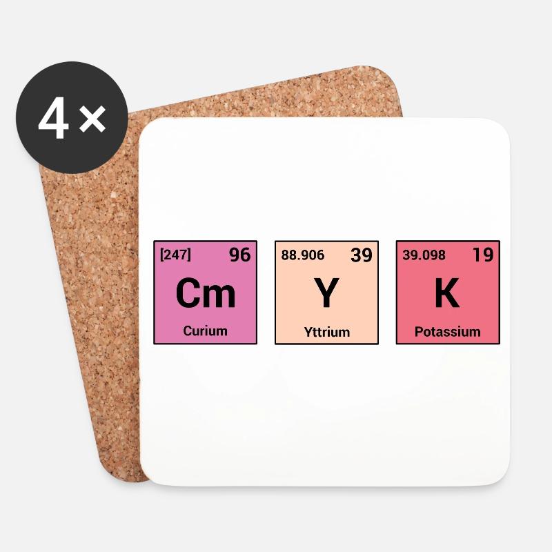 CMYK in periodic elements - Coasters (set of 4) - white