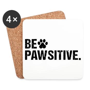 Be Pawsitive Positive Dog Paw - Coasters (set of 4) - white - Front