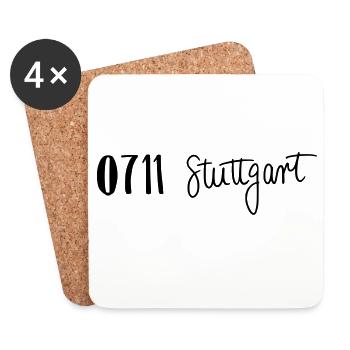 0711 Stuttgart - Untersetzer (4er-Set) - Weiß - Vorne