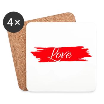 L’amour avec la bande de peinture rouge # - Dessous de verre (lot de 4) - blanc - Devant