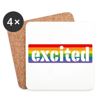 LGBT Rainbow Tshirt excited - Coasters (set of 4) - white - Front