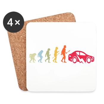 E-Car Electric Car Evolution - Coasters (set of 4) - white - Front