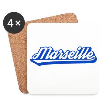Marseille Retro Blau Script - Untersetzer (4er-Set) - Weiß - Vorne
